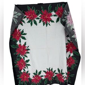 Vintage Vera Neumann pointsetta holiday tablecloth size 47 x 51